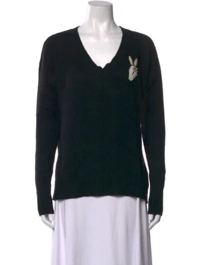 Pre-owned Skull Cashmere Wool Graphic Print Sweater In Black
