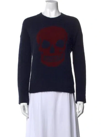 Pre-owned Skull Cashmere Wool Graphic Print Sweater In Blue