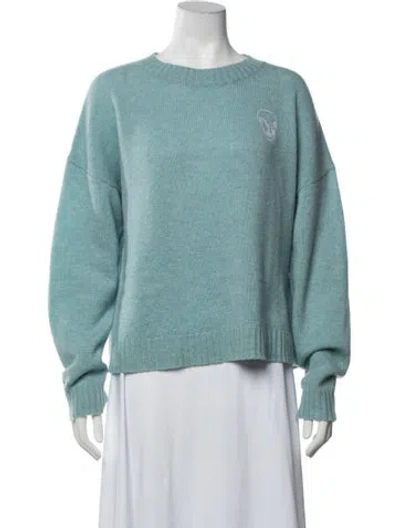 Pre-owned Skull Cashmere Wool Graphic Print Sweater In Blue