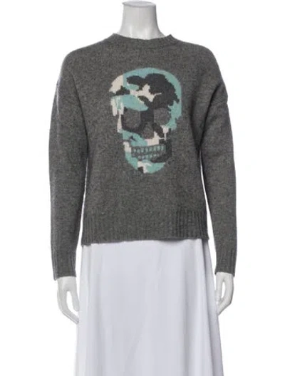 Pre-owned Skull Cashmere Wool Graphic Print Sweater In Gray