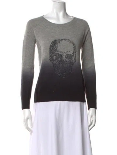 Pre-owned Skull Cashmere Wool Graphic Print Sweater In Grey
