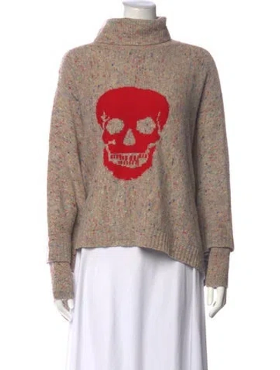Pre-owned Skull Cashmere Wool Graphic Print Sweater In Neutrals