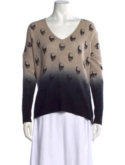 Pre-owned Skull Cashmere Wool Graphic Print Sweater In Neutrals