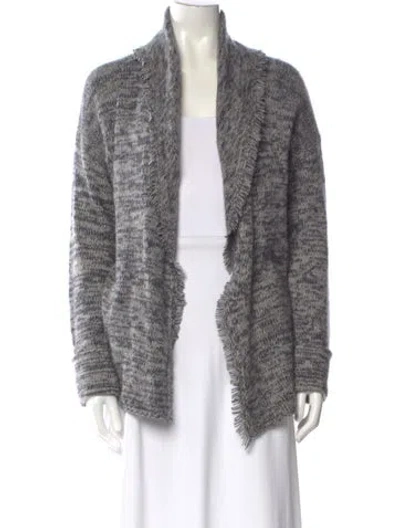 Pre-owned Skull Cashmere Wool Open Front Sweater In Gray