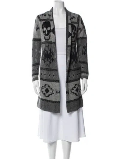 Pre-owned Skull Cashmere Wool Printed Sweater In Gray
