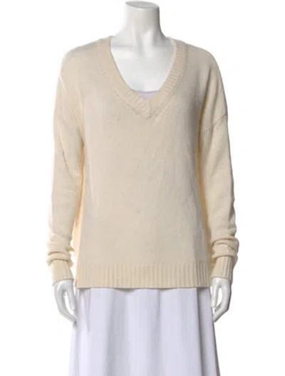 Pre-owned Skull Cashmere Wool V-neck Sweater In Neutral