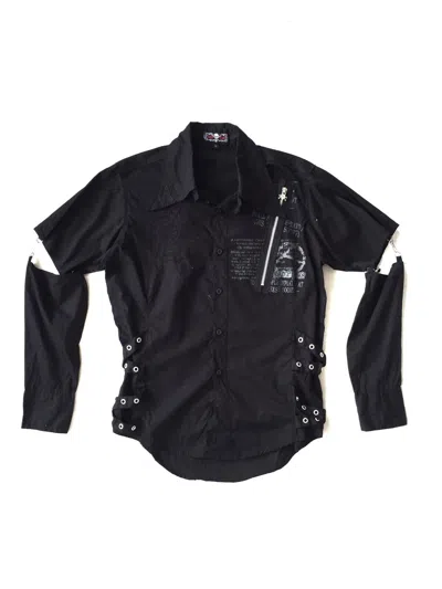 Pre-owned Skulls Mad Punk Skull Zipper Joint Arm Goth B/d Shirt In Black