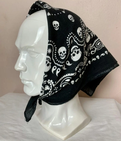 Pre-owned Skulls Skull Handkerchief / Neckerchief / Bandana In Black