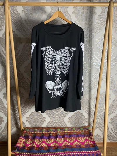 Pre-owned Skulls X Vintage Very Skeleton Vintage Long Sleeve Japanese Style Y2k In Black