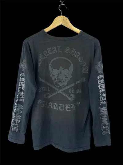 Pre-owned Skulls X Vintage Vtg Oriental Shadow Harder Skulls Printed L/sleeve Shirt In Black