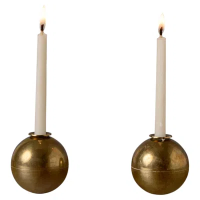 Pre-owned Skultuna 1960s Pierre Forsell Round Brass Candle Holder For  In Brown