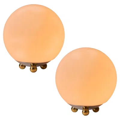 Pre-owned Skultuna 1980s Geometric Brass And Glass Table Lamp For Technolumen, Germany In Orange