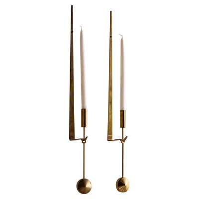 Pre-owned Skultuna Midcentury Pair Of Candles Sconces By Pierre Forsell For , Sweden 1950s In Sand
