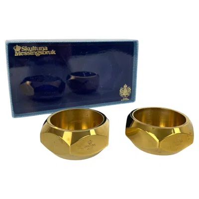 Pre-owned Skultuna Pair Candleholders N°10 In Brass By Pierre Forsell For  Sweden 1960s In Black