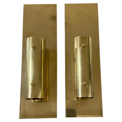 Pre-owned Skultuna Pair Of Brass Candle Wall Sconces By Colseth Norway Mid Century Modern In Brown