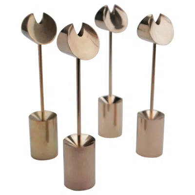Pre-owned Skultuna Pierre Forsell "aniara" Brass Candleholders For , Sweden, 1950s In Brown