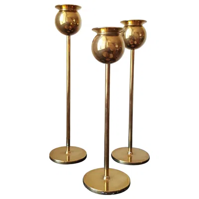 Pre-owned Skultuna Pierre Forssell, Candlesticks "tulip" , Brass, , Scandinavian Modern In Brown