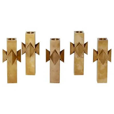Pre-owned Skultuna Rare Pierre Forssell For  Solid Brass Candlesticks, 1960s, Sweden In Brown