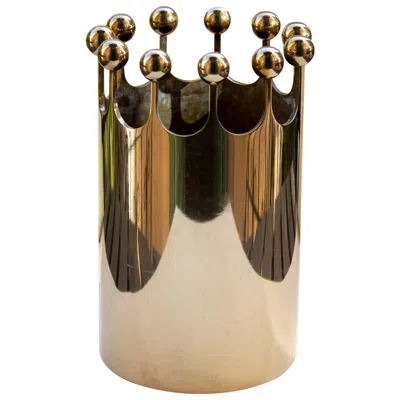 Pre-owned Skultuna Scandinavian Modern Vase In Brass For , Sweden By Pierre Forssell In Sand