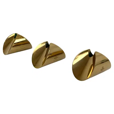 Pre-owned Skultuna Set Of 3 Aniara Candlesticks Solid Brass By Pierre Forssell  Sweden 1960 In Brown