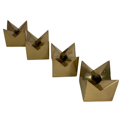 Pre-owned Skultuna Set Of Pierre Forssell Brass Candleholders By , Sweden, 1960s In Brown