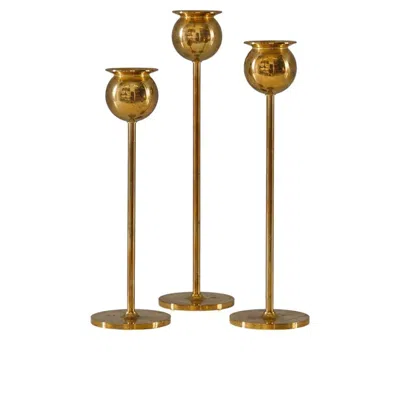 Pre-owned Skultuna Swedish Candle Holders In Brass By Pierre Forsell For  In Brown