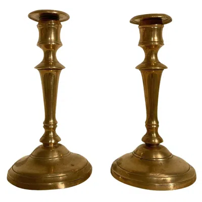 Pre-owned Skultuna Vintage  Bronze Candle Holders, Model Nr. 15, Circa 1950 In Brown