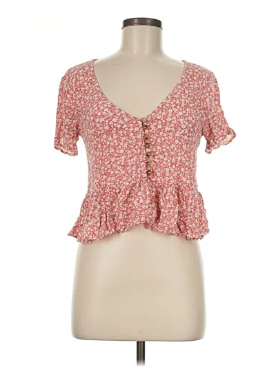 Pre-owned Sky And Sparrow Short Sleeve Blouse In Red