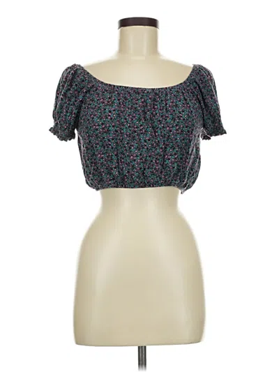 Pre-owned Sky And Sparrow Short Sleeve Top Black Sweetheart Neckline Tops