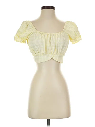 Pre-owned Sky And Sparrow Short Sleeve Top Yellow Sweetheart Neckline Tops