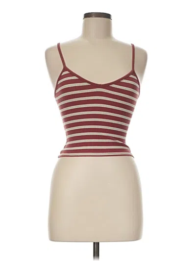 Pre-owned Sky And Sparrow Tank Top Burgundy Strapless Neckline Tops