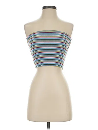 Pre-owned Sky And Sparrow Tube Top Blue Strapless Neckline Tops