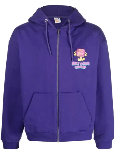 Sky High Farm Chest Logo-print Detail Hoodie In Purple