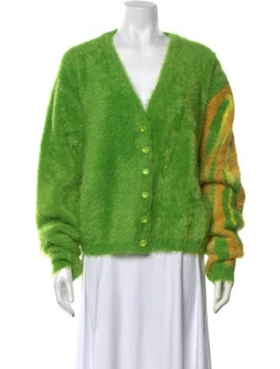 Pre-owned Sky High Farm Colorblock Pattern V-neck Sweater W/ Tags In Green