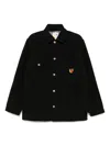 Sky High Farm Canvas Embroidered Workwear Chore Coat In Black