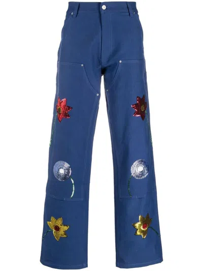 Sky High Farm Embroidered Denim Jeans In Blue