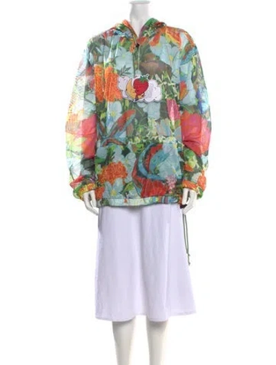 Pre-owned Sky High Farm Floral Print Crew Neck Hoodie W/ Tags In Green