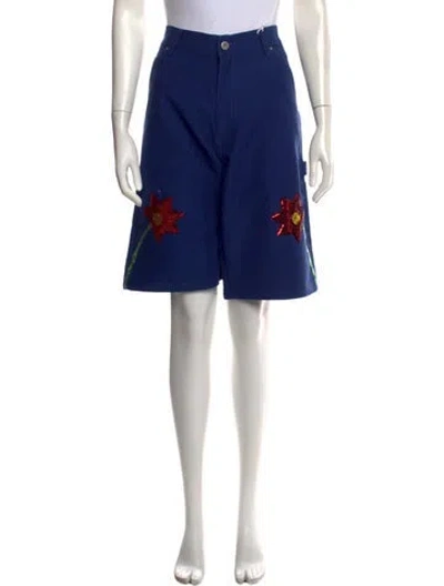 Pre-owned Sky High Farm Floral Print Knee-length Shorts W/ Tags In Blue