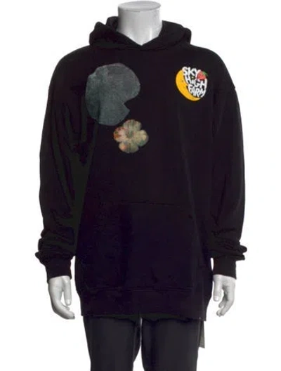 Pre-owned Sky High Farm Graphic Print Crew Neck Hoodie In Black