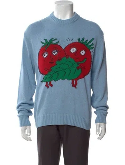 Pre-owned Sky High Farm Graphic Print Crew Neck Pullover W/ Tags In Blue