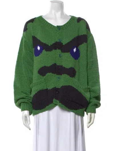 Pre-owned Sky High Farm Graphic Print Crew Neck Sweater W/ Tags In Green