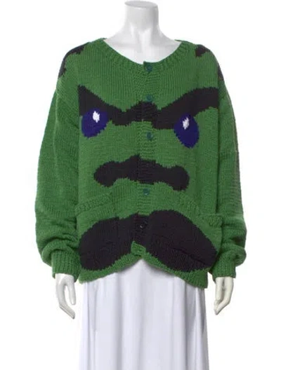 Pre-owned Sky High Farm Graphic Print Crew Neck Sweater W/ Tags In Green