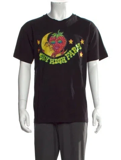Pre-owned Sky High Farm Graphic Print Crew Neck T-shirt W/ Tags In Black