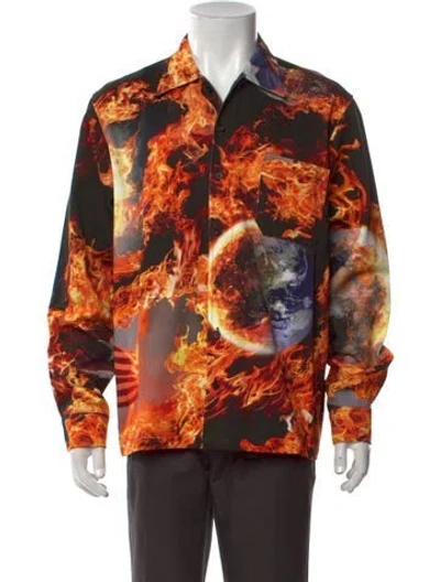 Pre-owned Sky High Farm Graphic Print Long Sleeve Shirt W/ Tags In Black/orange