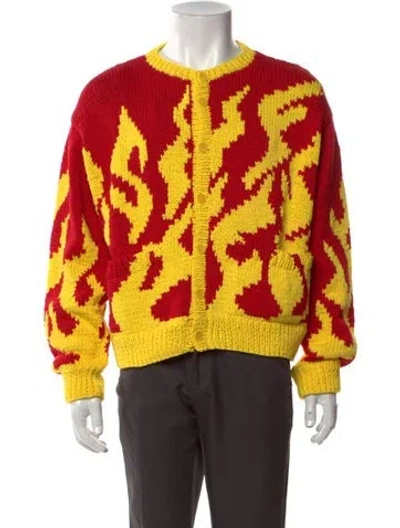 Pre-owned Sky High Farm Graphic Print Open Front Cardigan W/ Tags In Red