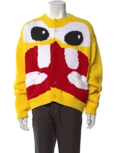 Pre-owned Sky High Farm Graphic Print Open Front Cardigan W/ Tags In Yellow