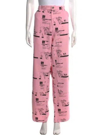 Pre-owned Sky High Farm Graphic Print Wide Leg Pants In Pink