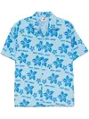 Sky High Farm Hand-block-print Short-sleeves Shirt In Blue