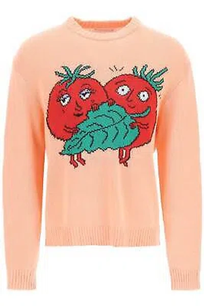 Pre-owned Sky High Farm 'happy Tomatoes' Cotton Sweater In Pink