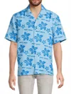 Sky High Farm Hand-block-print Short-sleeves Shirt In Supply Blue